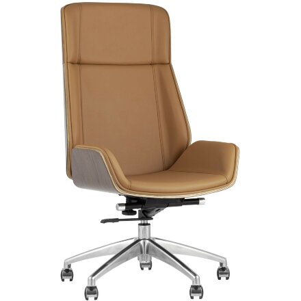 Компьютерное кресло Stool Group TopChairs Crown офисное для руководителя коричневое, обивка экокожа, металлический каркас 