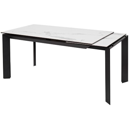 Стол CREMONA 140 HIGH GLOSS STATUARIO Белый мрамор глянцевый, керамика/ черный каркас, ®DISAUR 